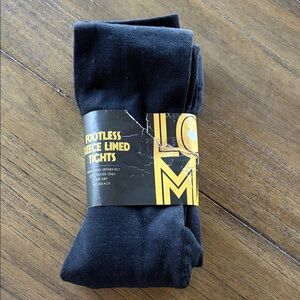 Vintage 90's Black Footless Fleece Lined Tights NWT Winter Layering Comfortable